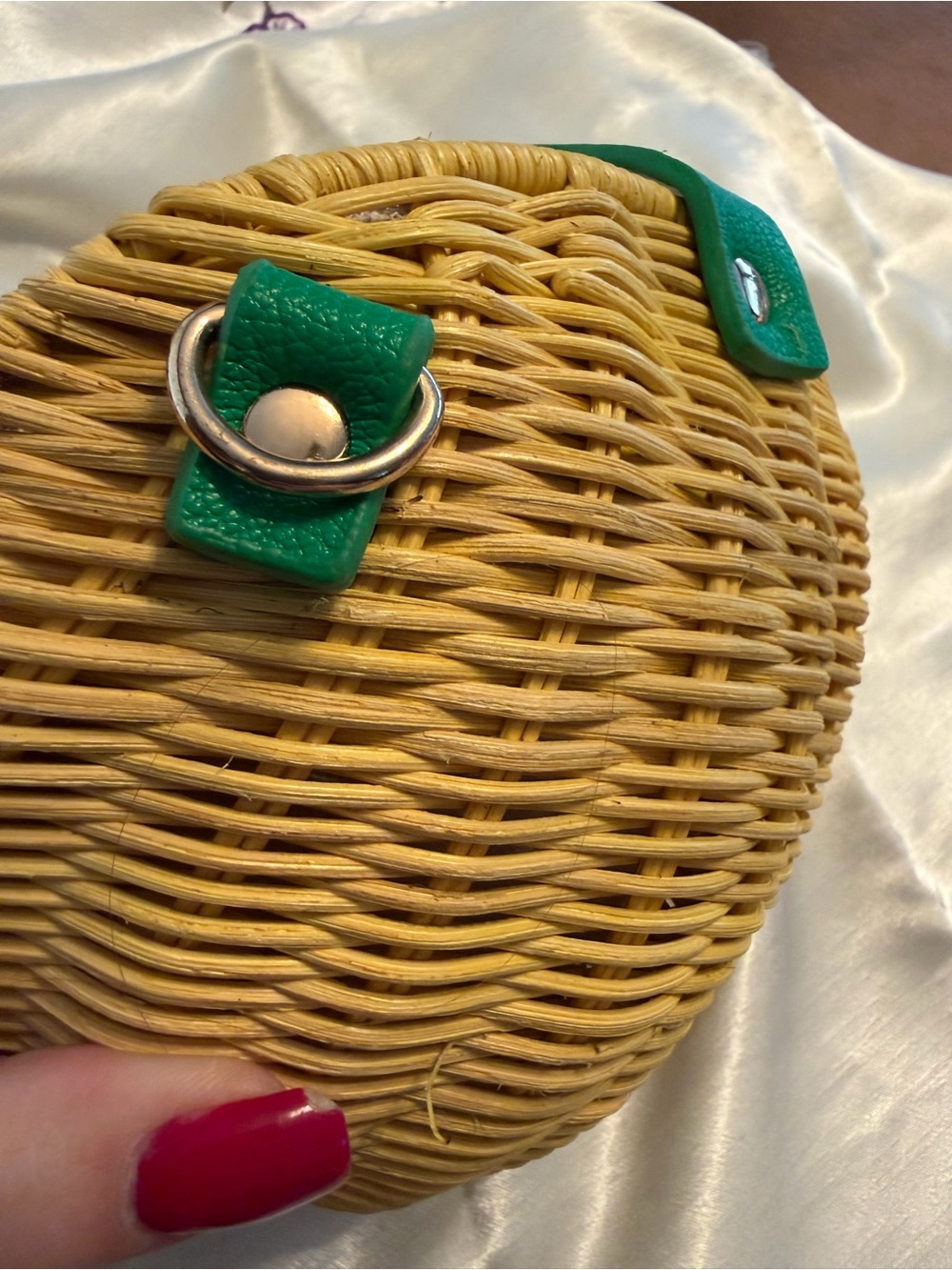 Haute Hippie Yellow Woven Mini Bag with Green Trim - Picture 4 of 11
